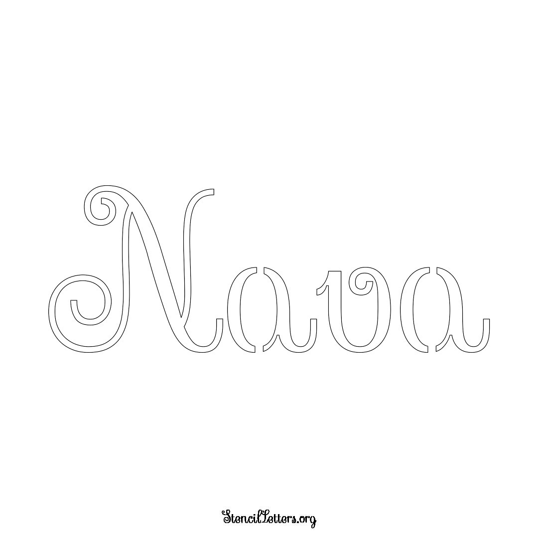 Nava name stencil in Ornamental Cursive Lettering