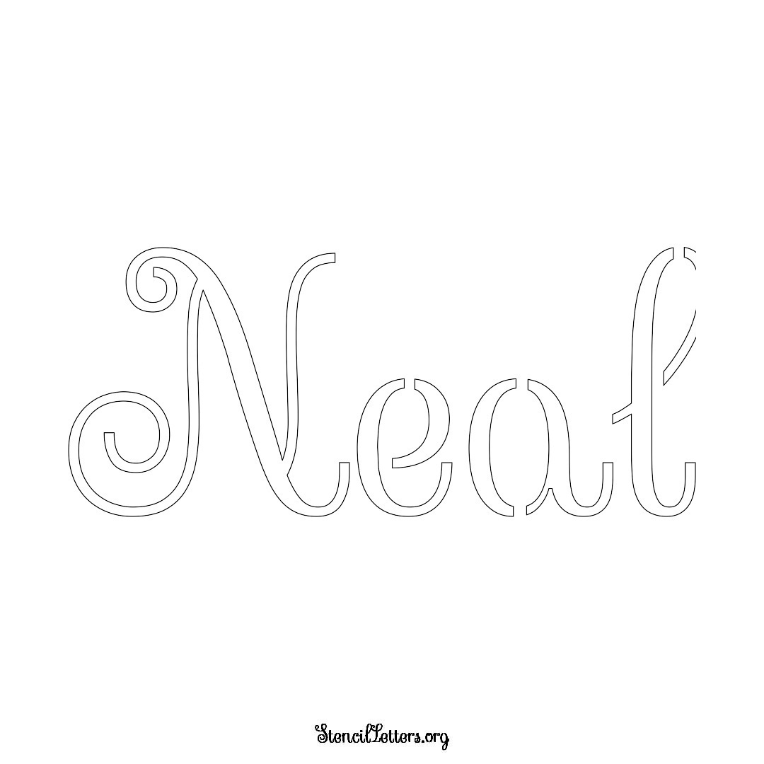 Neal name stencil in Ornamental Cursive Lettering