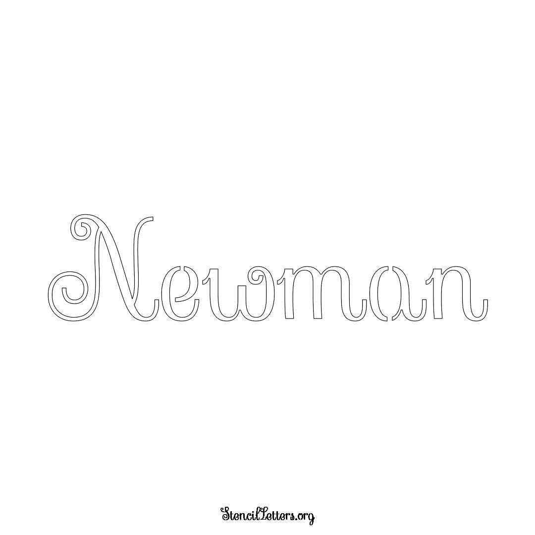 Newman name stencil in Ornamental Cursive Lettering