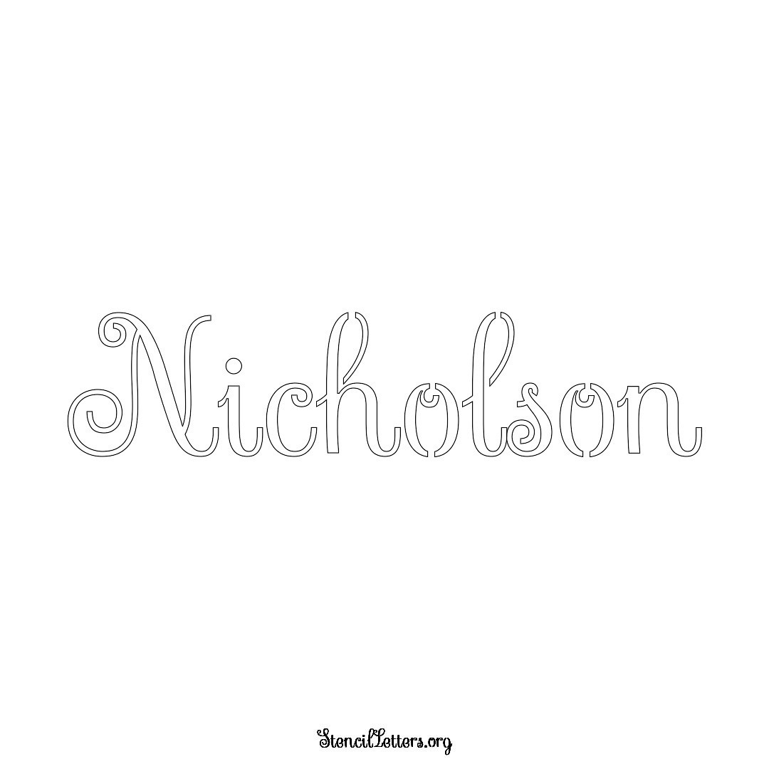 Nicholson name stencil in Ornamental Cursive Lettering