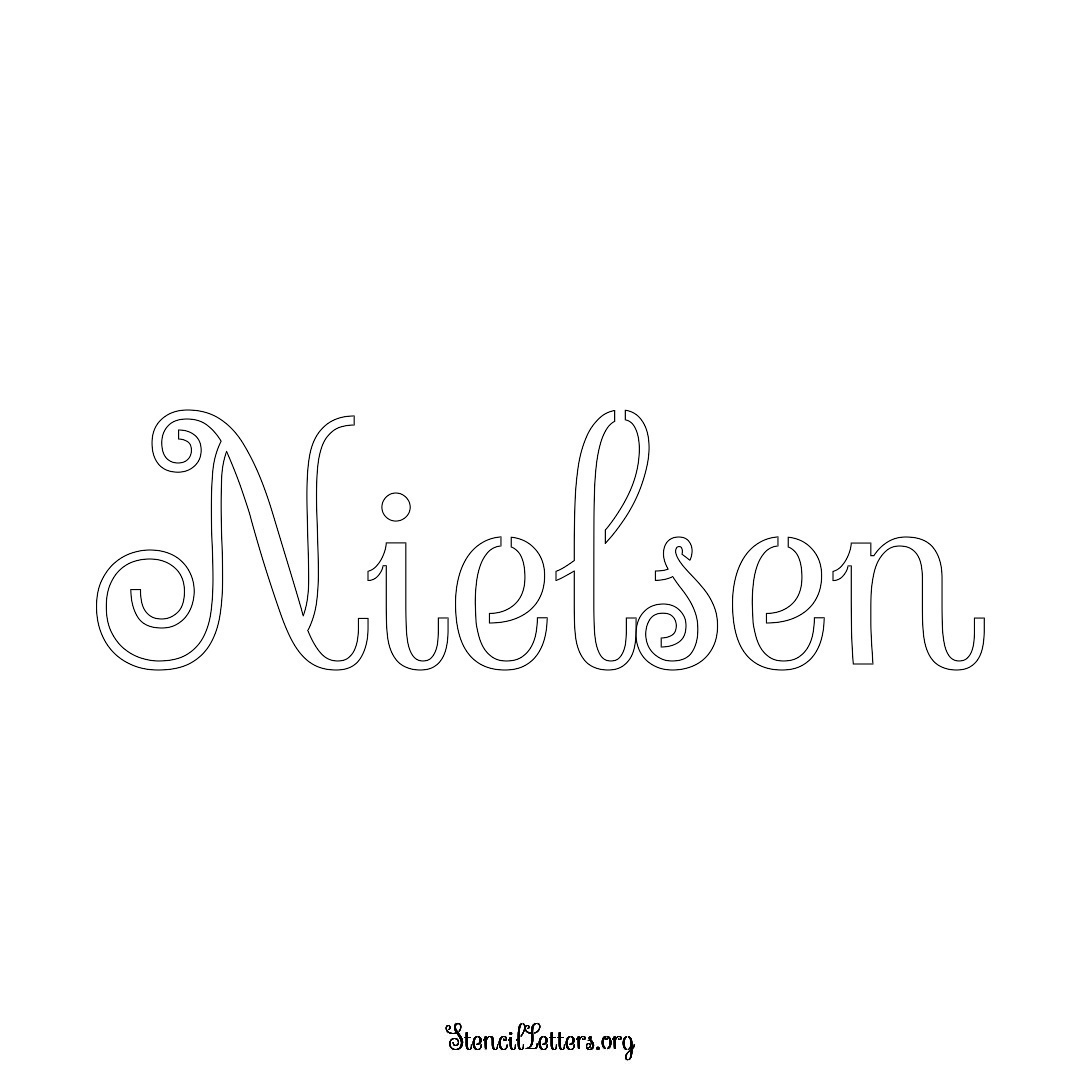 Nielsen name stencil in Ornamental Cursive Lettering