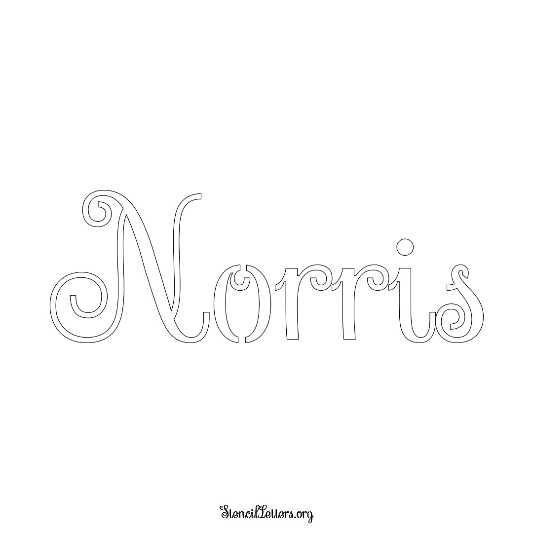 Norris name stencil in Ornamental Cursive Lettering