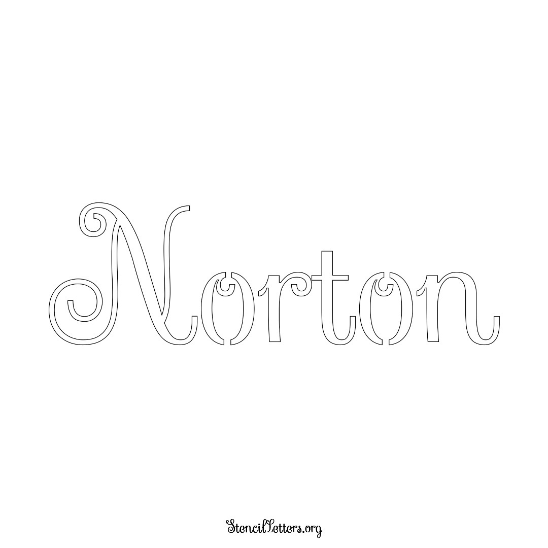 Norton name stencil in Ornamental Cursive Lettering