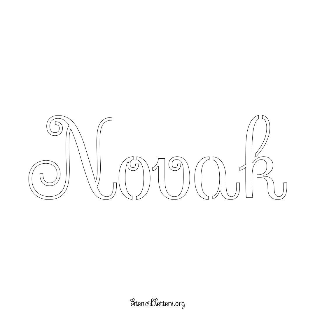 Novak name stencil in Ornamental Cursive Lettering