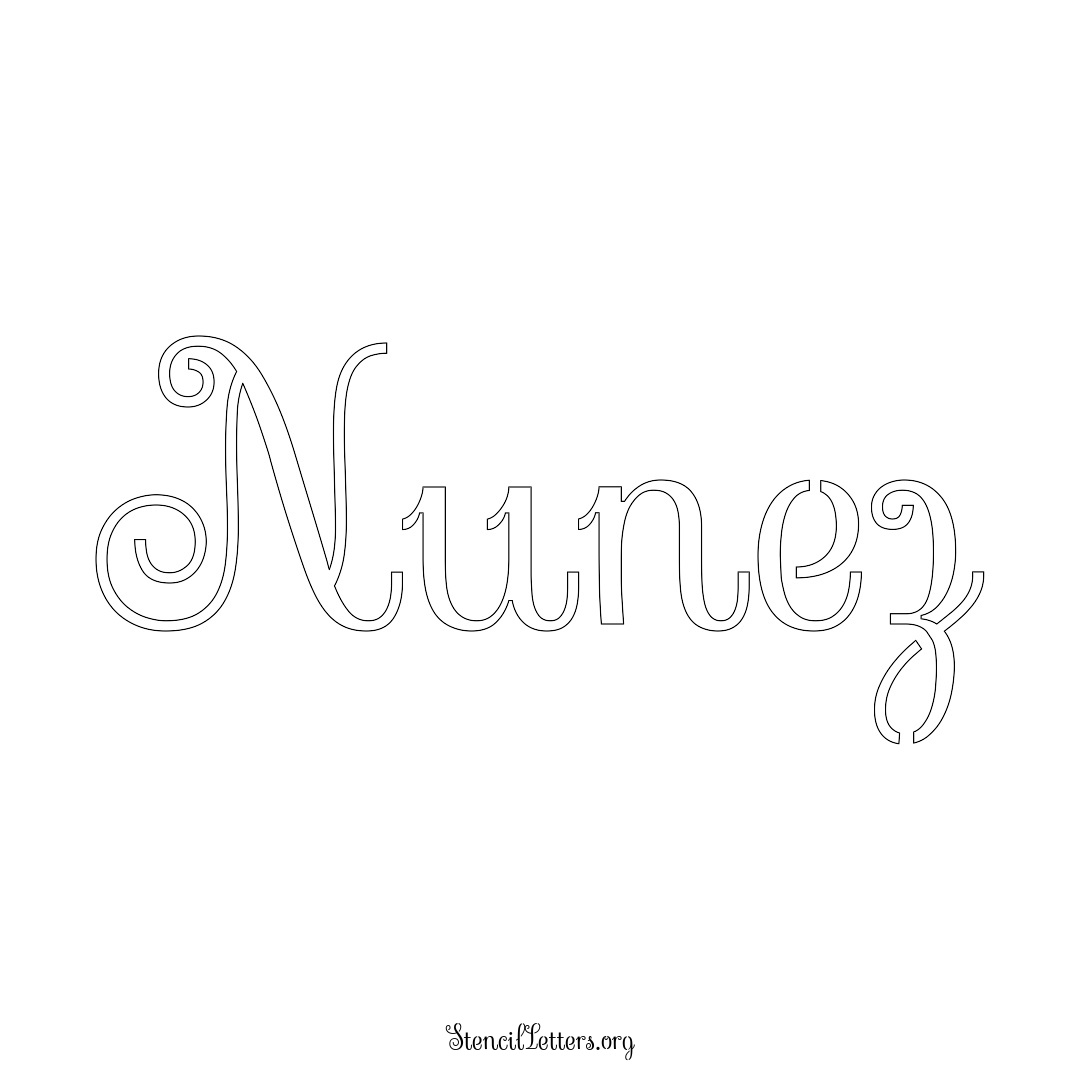 Nunez name stencil in Ornamental Cursive Lettering