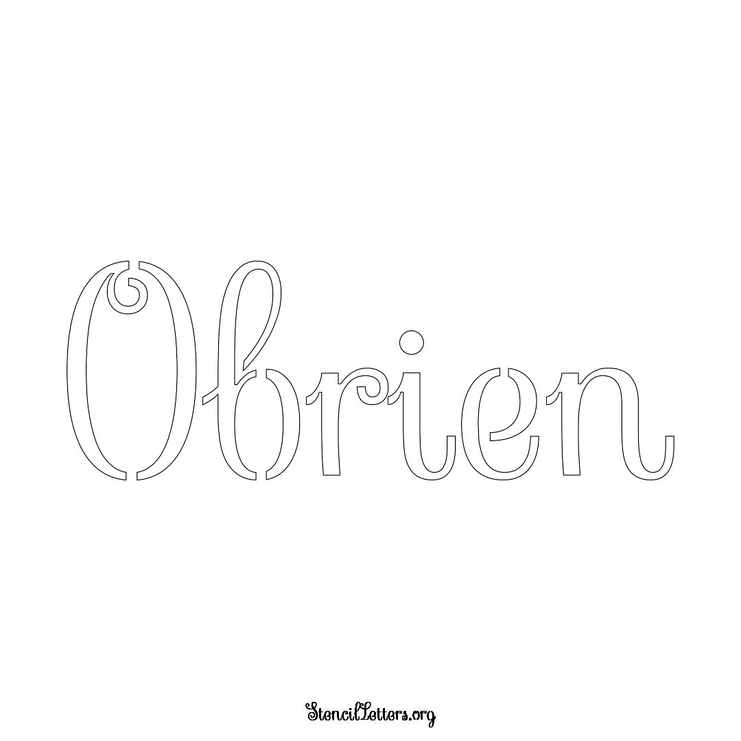 Obrien name stencil in Ornamental Cursive Lettering