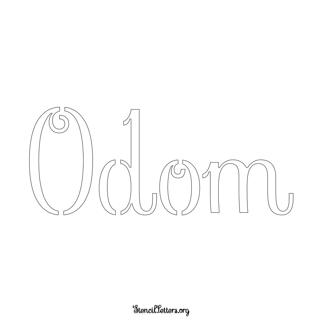 Odom name stencil in Ornamental Cursive Lettering