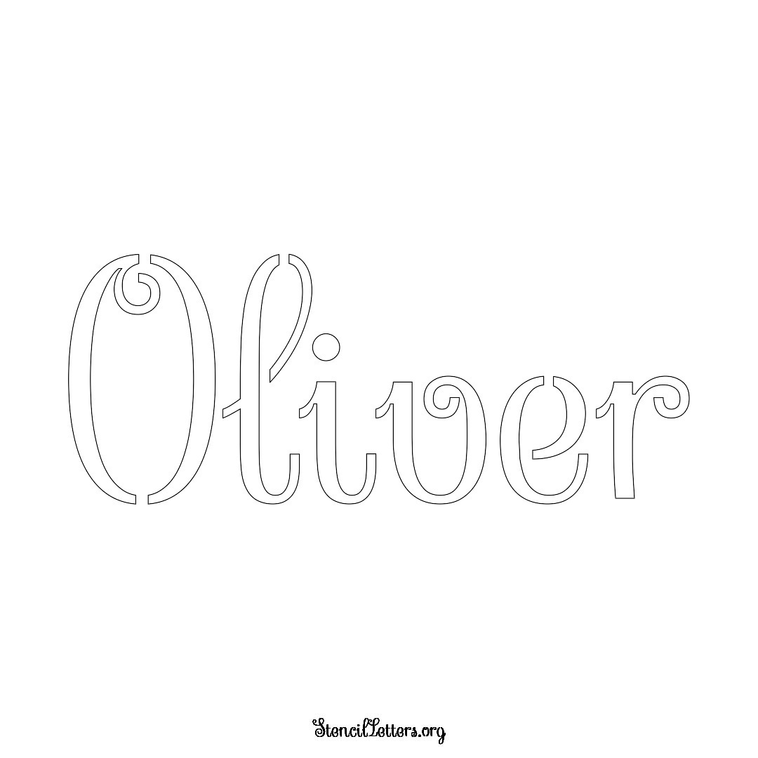 Oliver name stencil in Ornamental Cursive Lettering