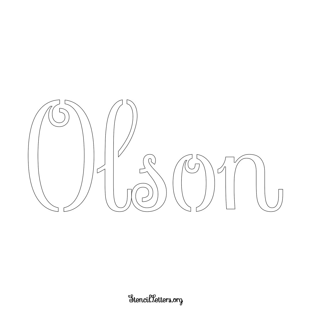 Olson name stencil in Ornamental Cursive Lettering