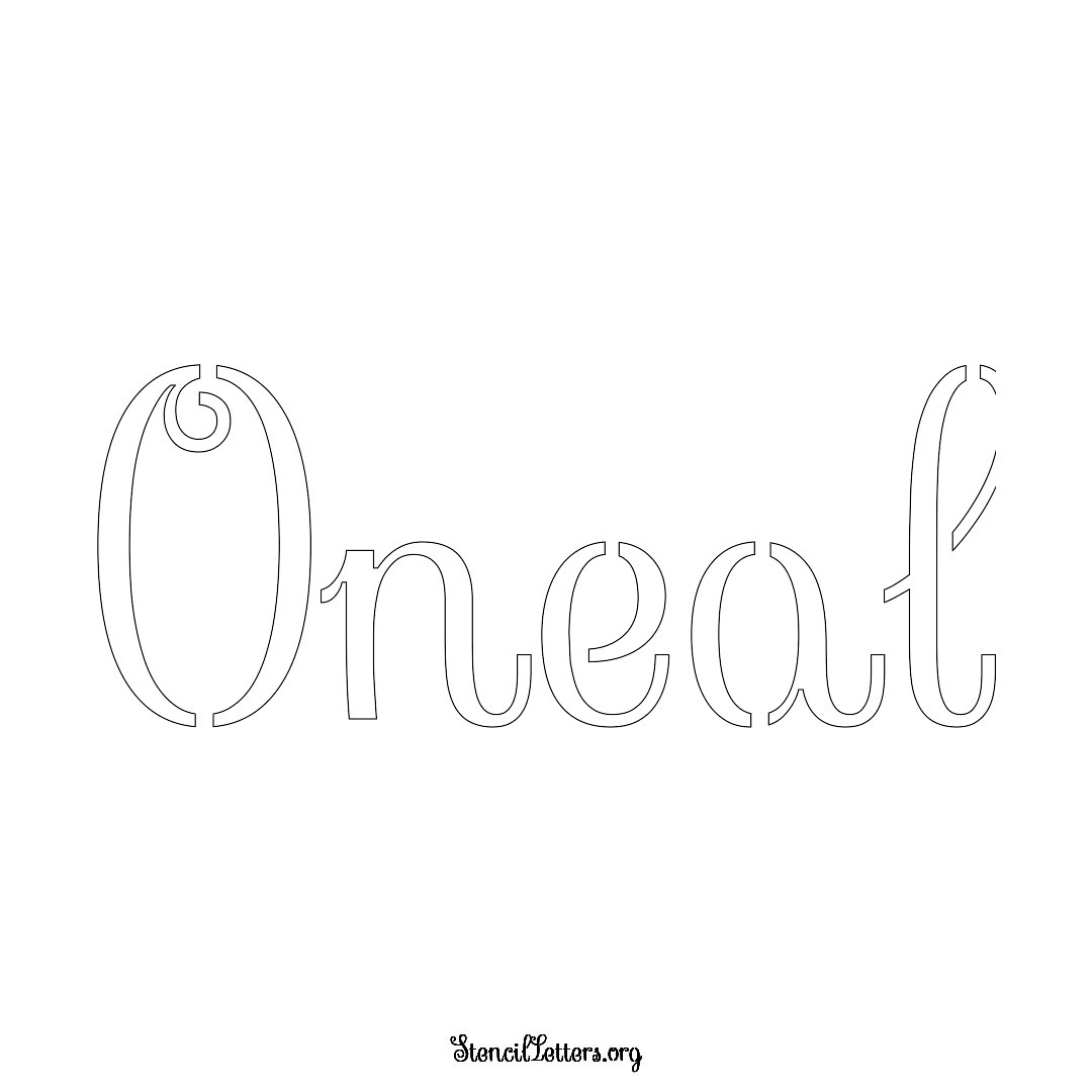 Oneal name stencil in Ornamental Cursive Lettering