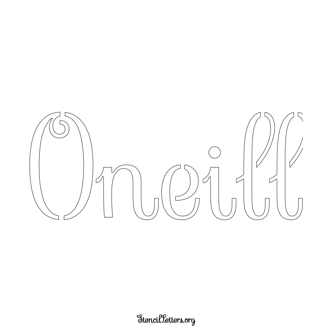 Oneill name stencil in Ornamental Cursive Lettering