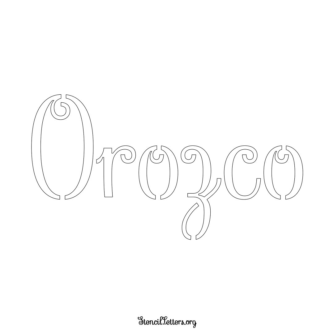 Orozco name stencil in Ornamental Cursive Lettering