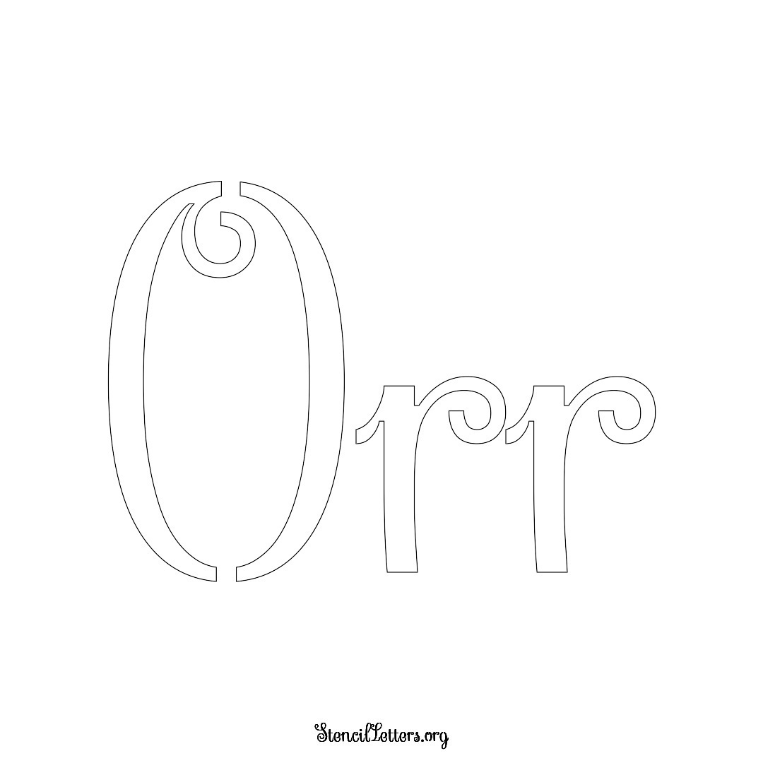 Orr name stencil in Ornamental Cursive Lettering