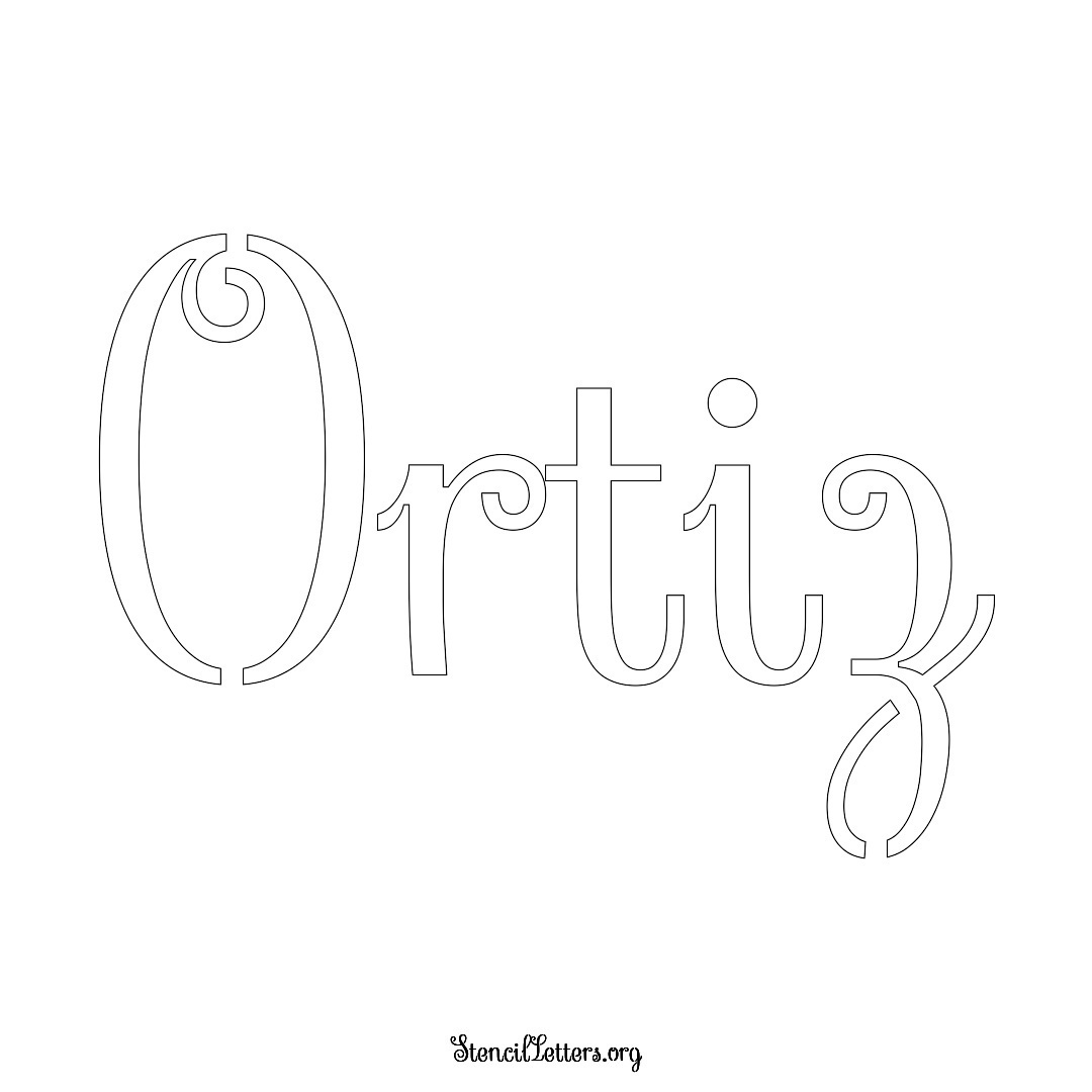 Ortiz name stencil in Ornamental Cursive Lettering