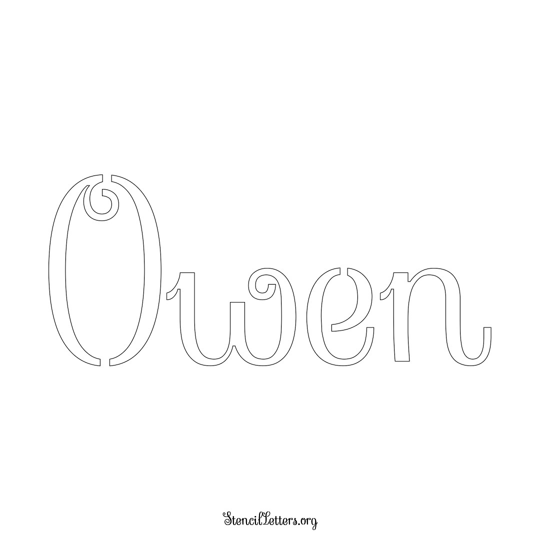 Owen name stencil in Ornamental Cursive Lettering