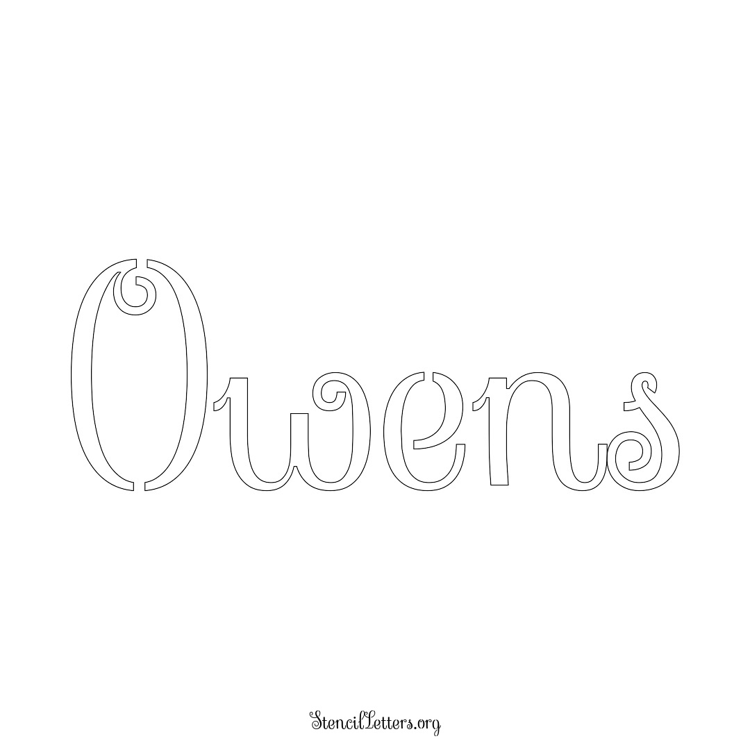 Owens name stencil in Ornamental Cursive Lettering