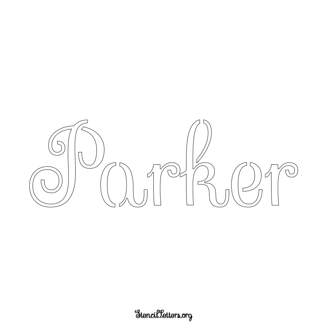 Parker name stencil in Ornamental Cursive Lettering