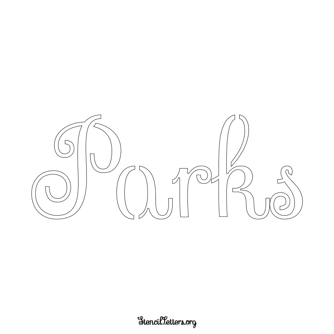 Parks name stencil in Ornamental Cursive Lettering