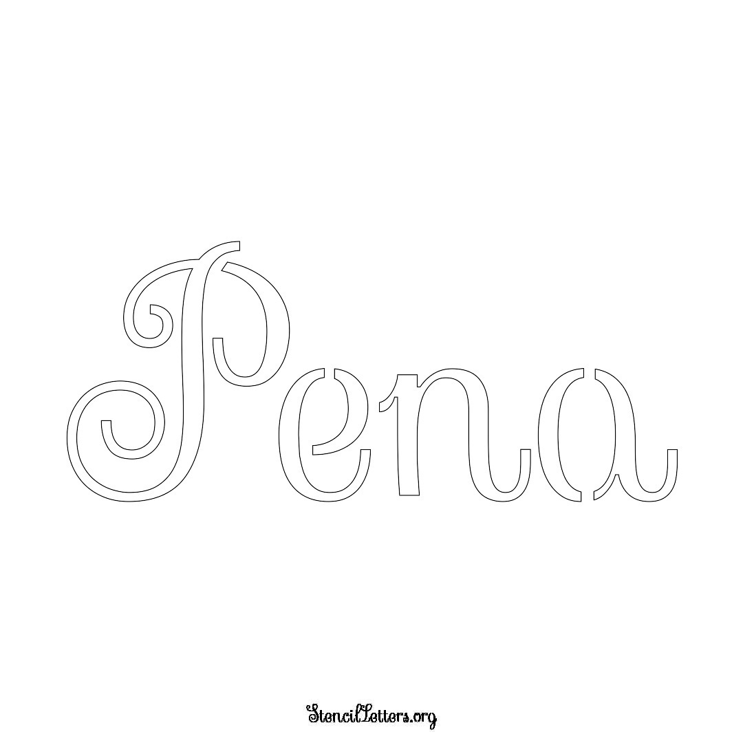 Pena name stencil in Ornamental Cursive Lettering