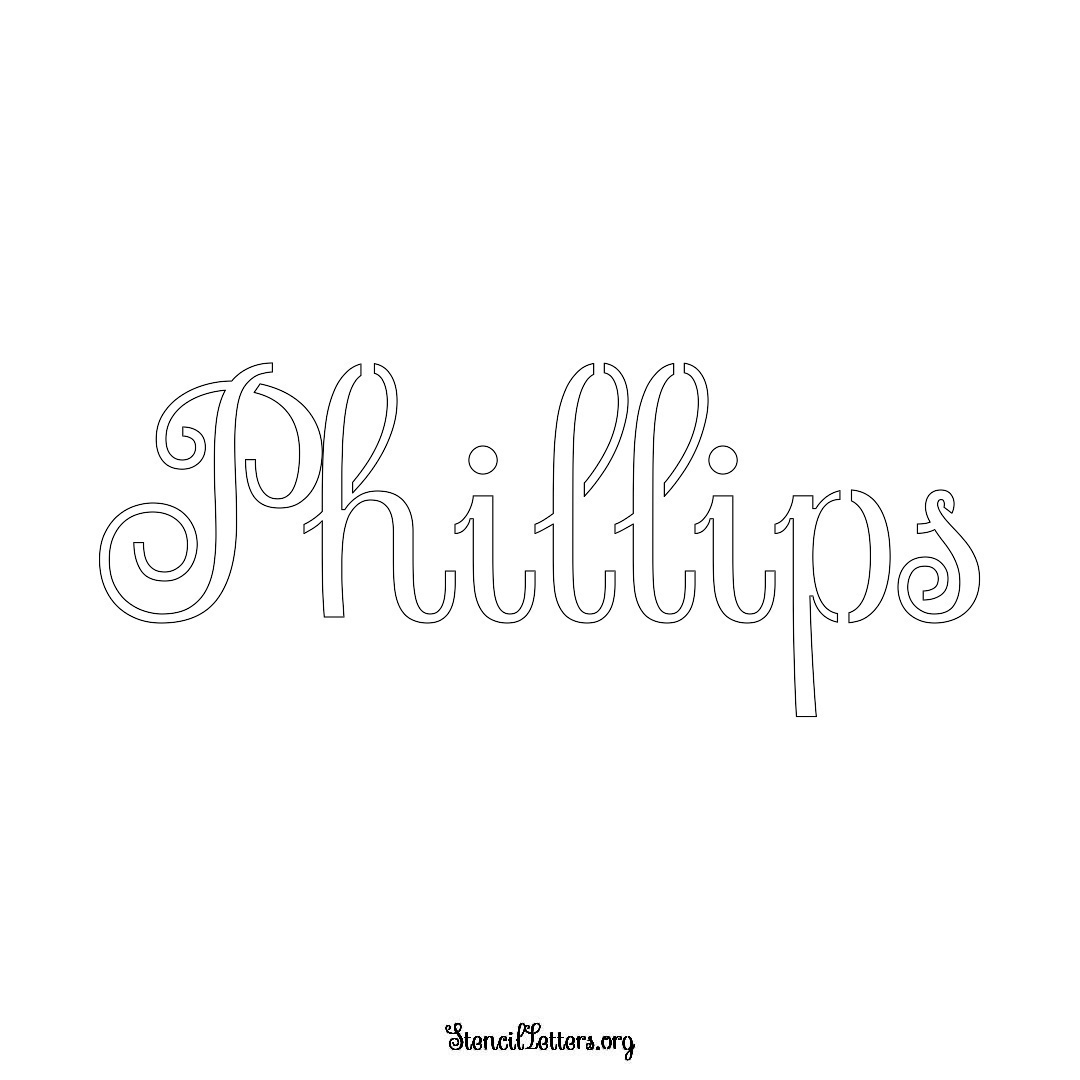 Phillips name stencil in Ornamental Cursive Lettering