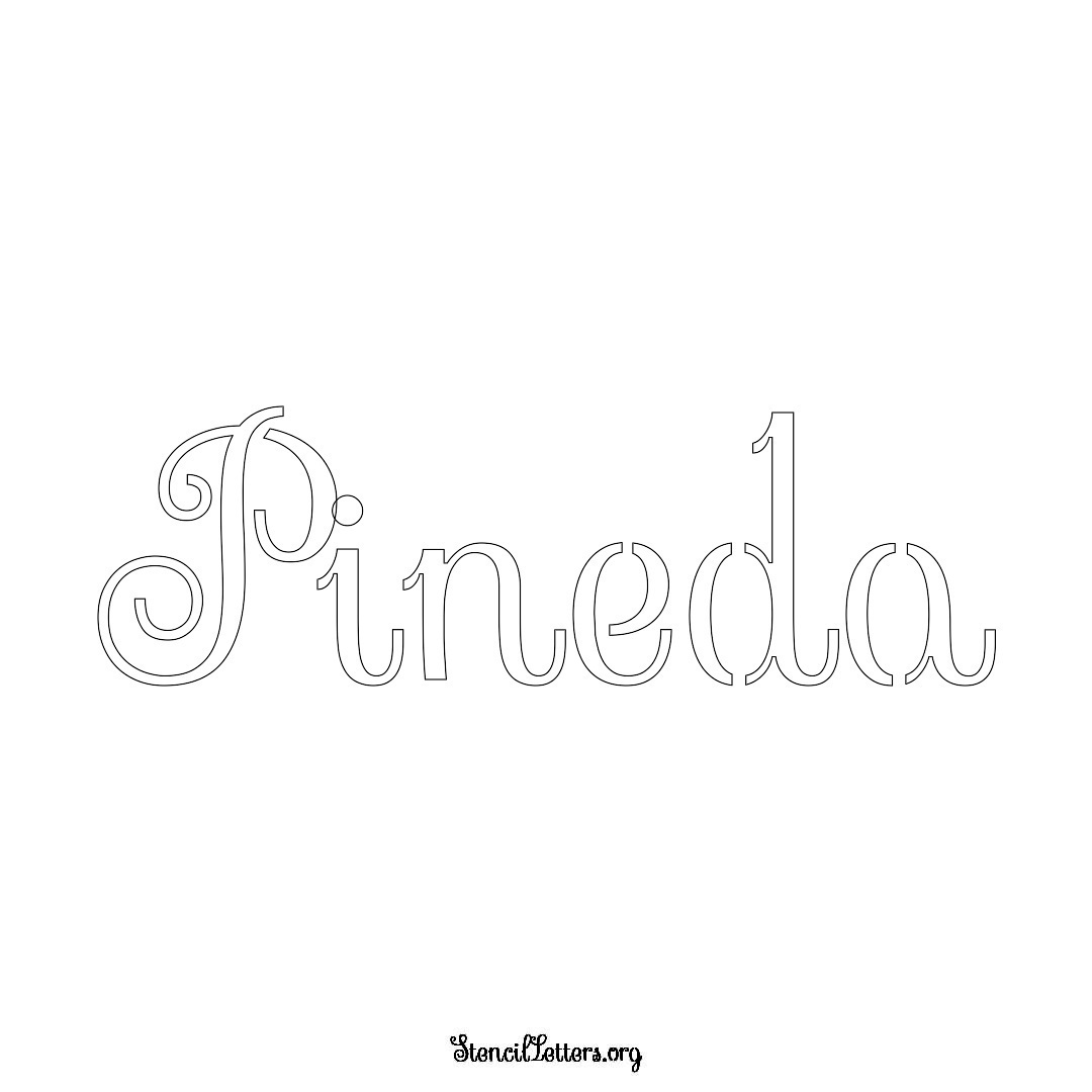 Pineda name stencil in Ornamental Cursive Lettering