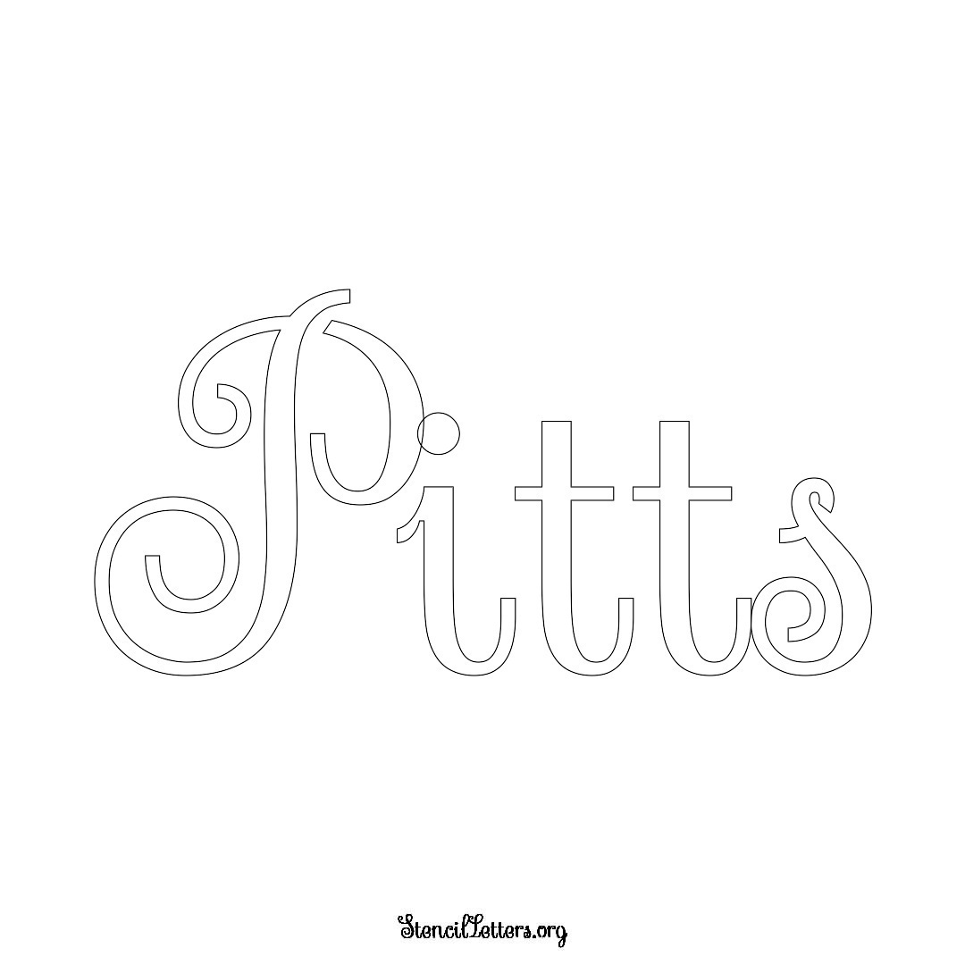 Pitts name stencil in Ornamental Cursive Lettering