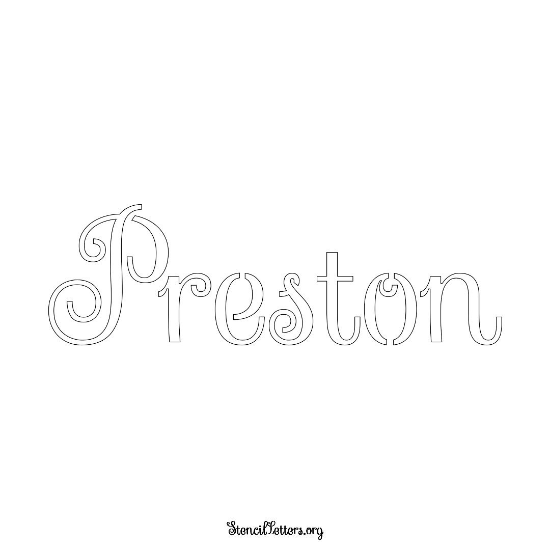 Preston name stencil in Ornamental Cursive Lettering