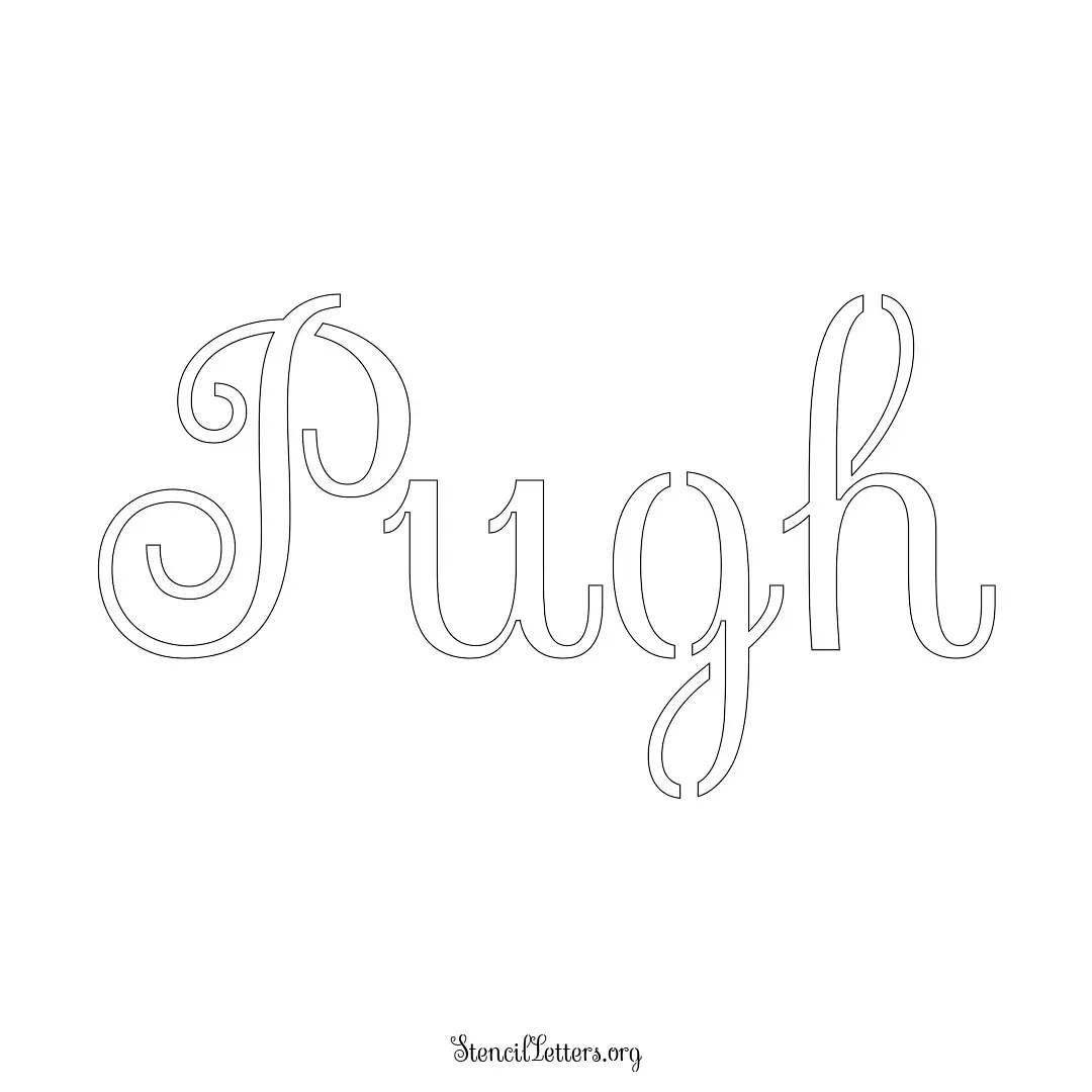 Pugh Free Printable Family Name Stencils with 6 Unique Typography and Lettering Bridges