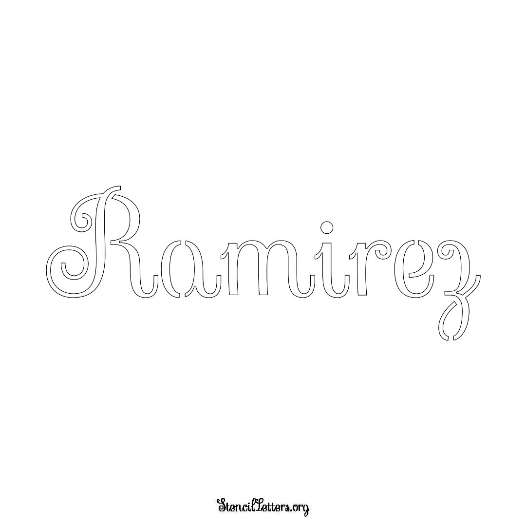 Ramirez name stencil in Ornamental Cursive Lettering