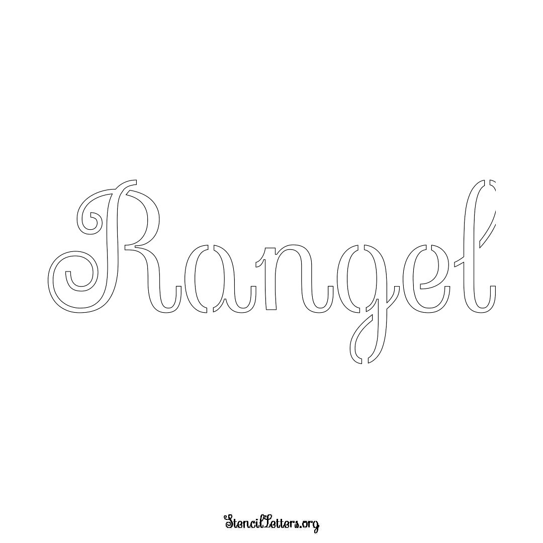 Rangel name stencil in Ornamental Cursive Lettering