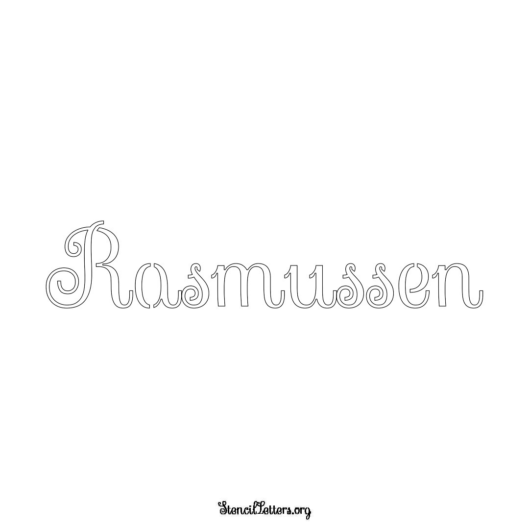 Rasmussen name stencil in Ornamental Cursive Lettering