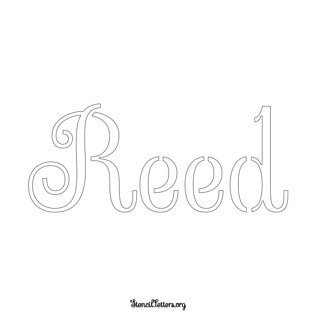 Reed name stencil in Ornamental Cursive Lettering