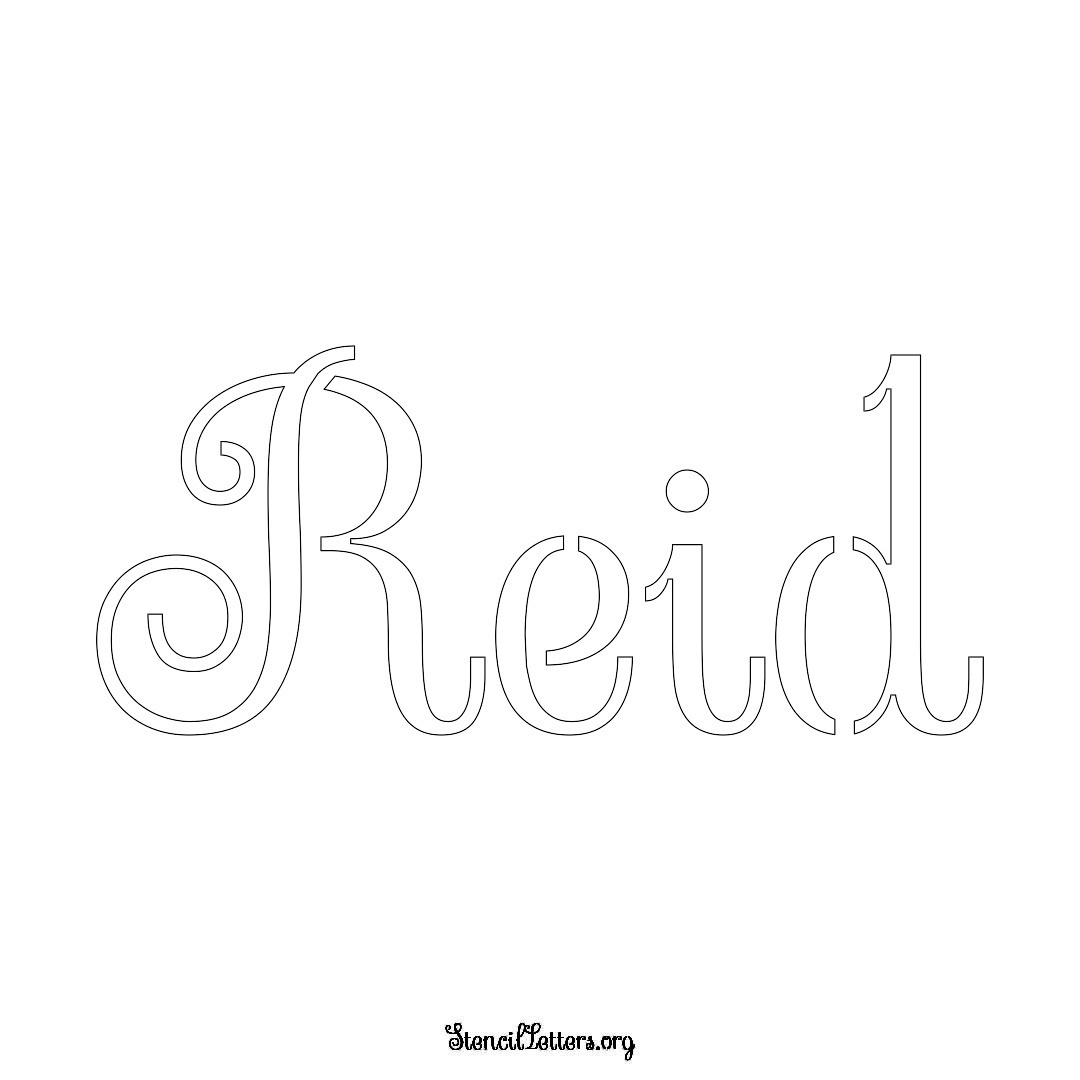 Reid name stencil in Ornamental Cursive Lettering