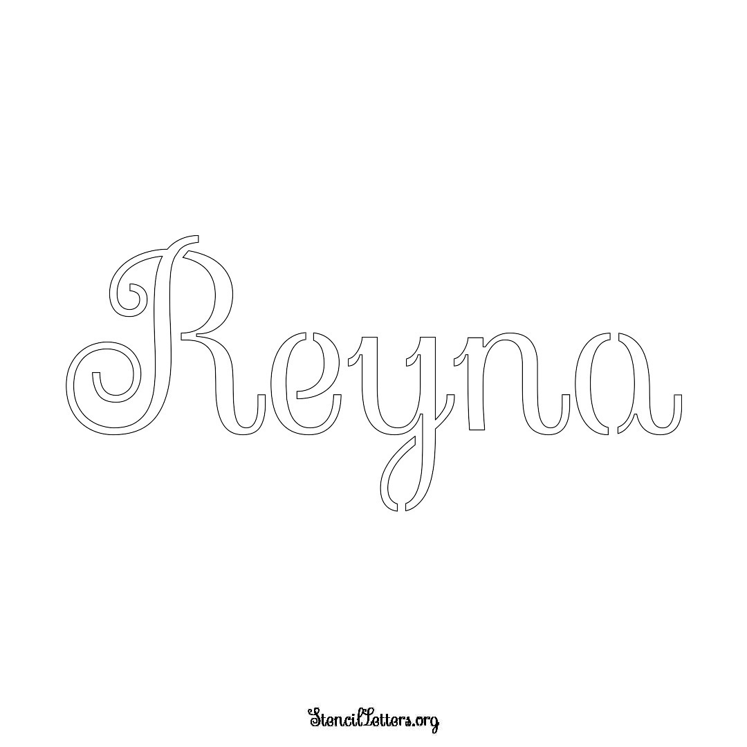 Reyna name stencil in Ornamental Cursive Lettering