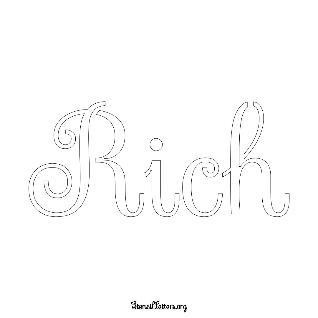 Rich name stencil in Ornamental Cursive Lettering