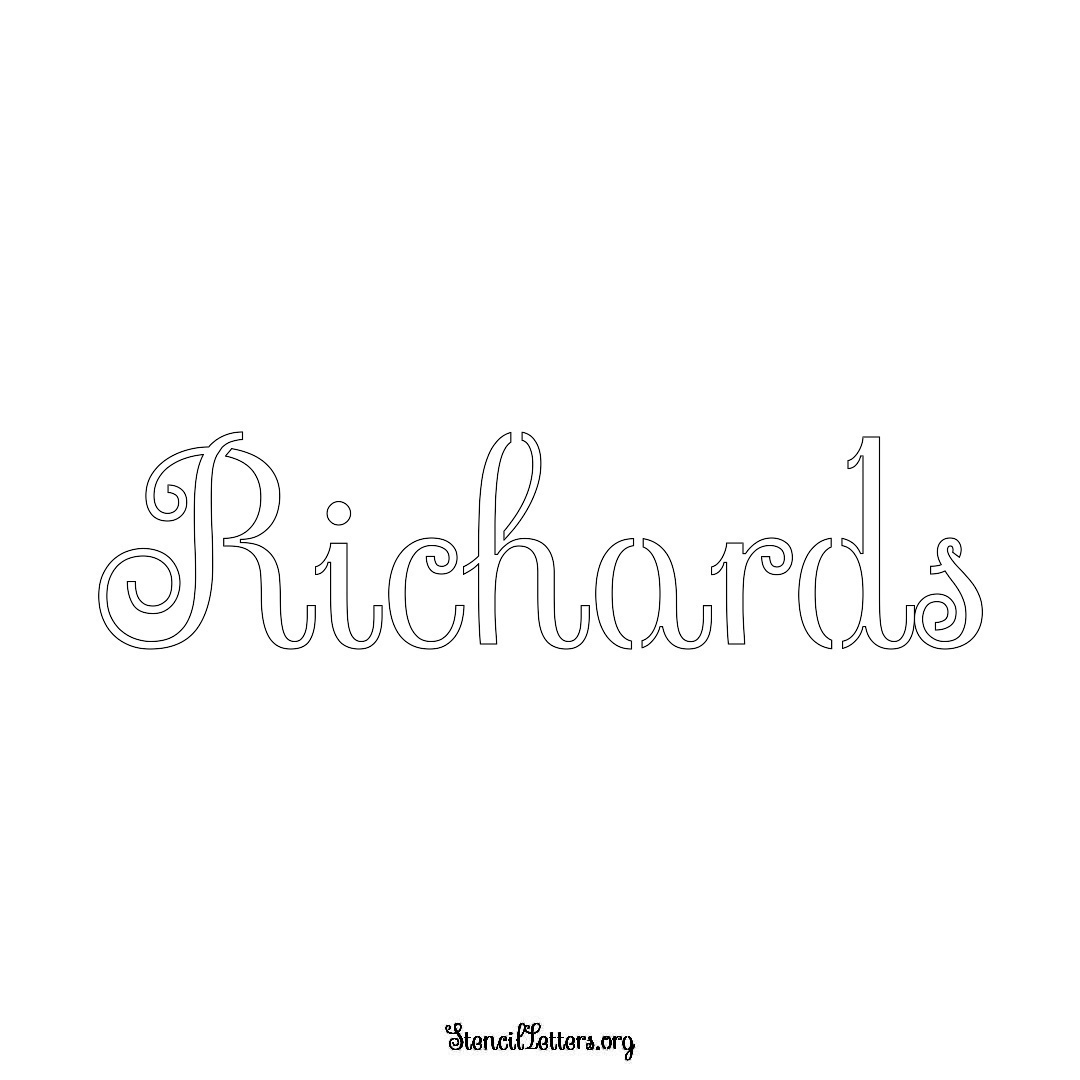 Richards name stencil in Ornamental Cursive Lettering
