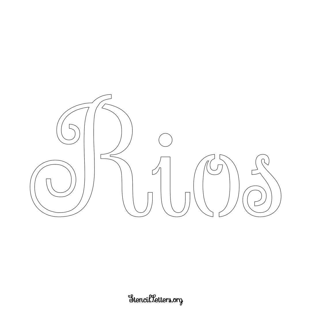 Rios name stencil in Ornamental Cursive Lettering