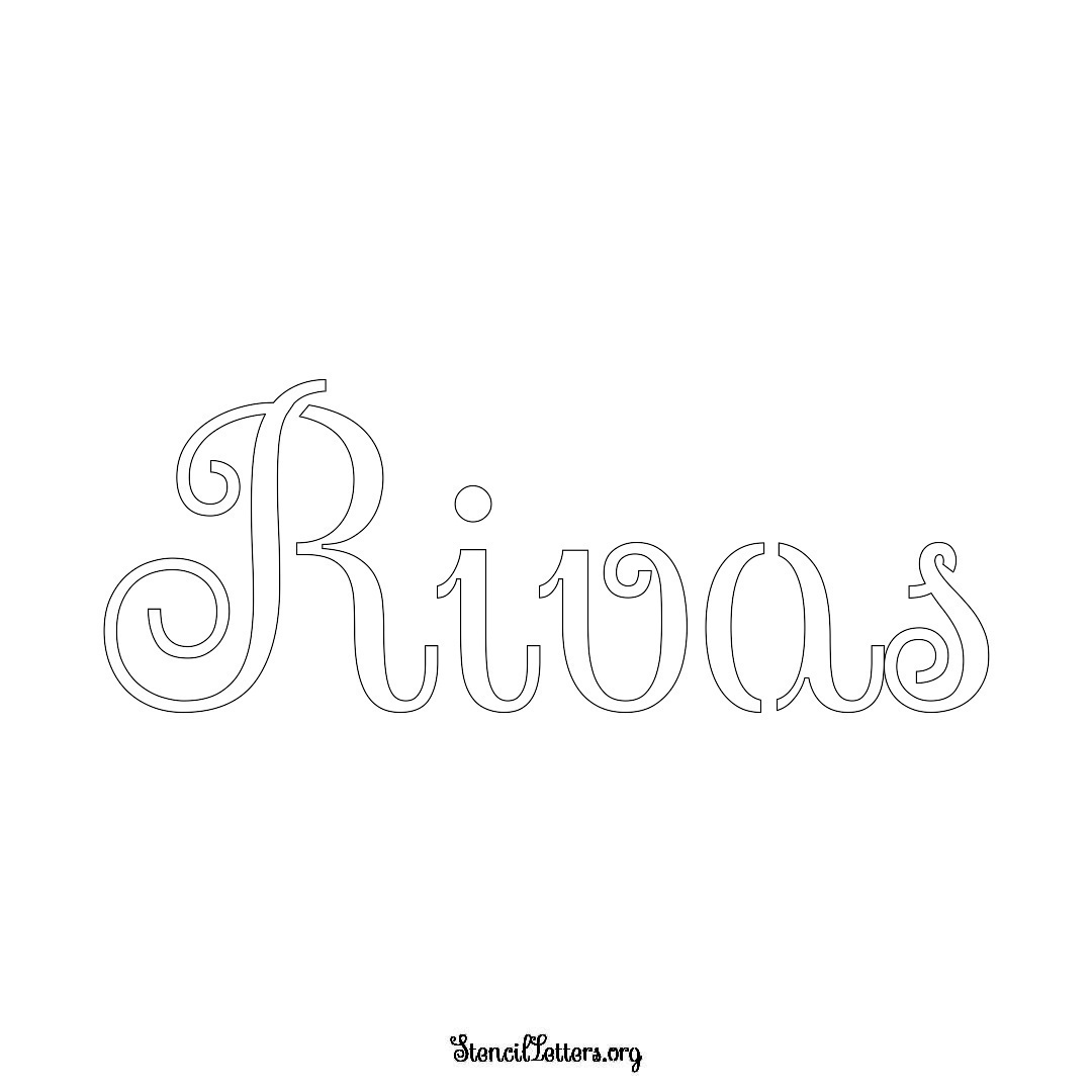 Rivas name stencil in Ornamental Cursive Lettering
