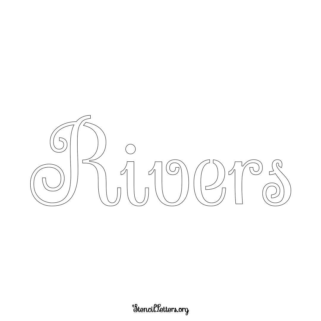 Rivers name stencil in Ornamental Cursive Lettering