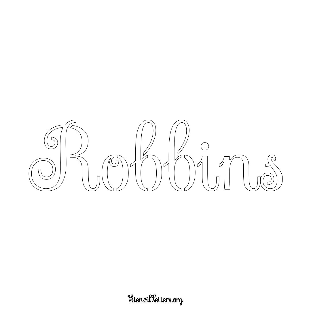 Robbins name stencil in Ornamental Cursive Lettering