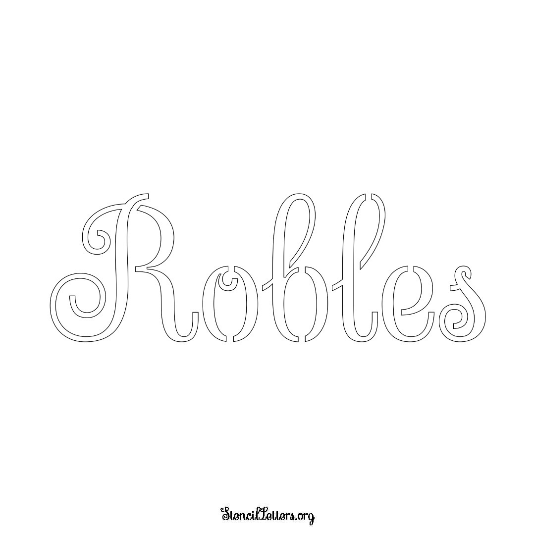 Robles name stencil in Ornamental Cursive Lettering