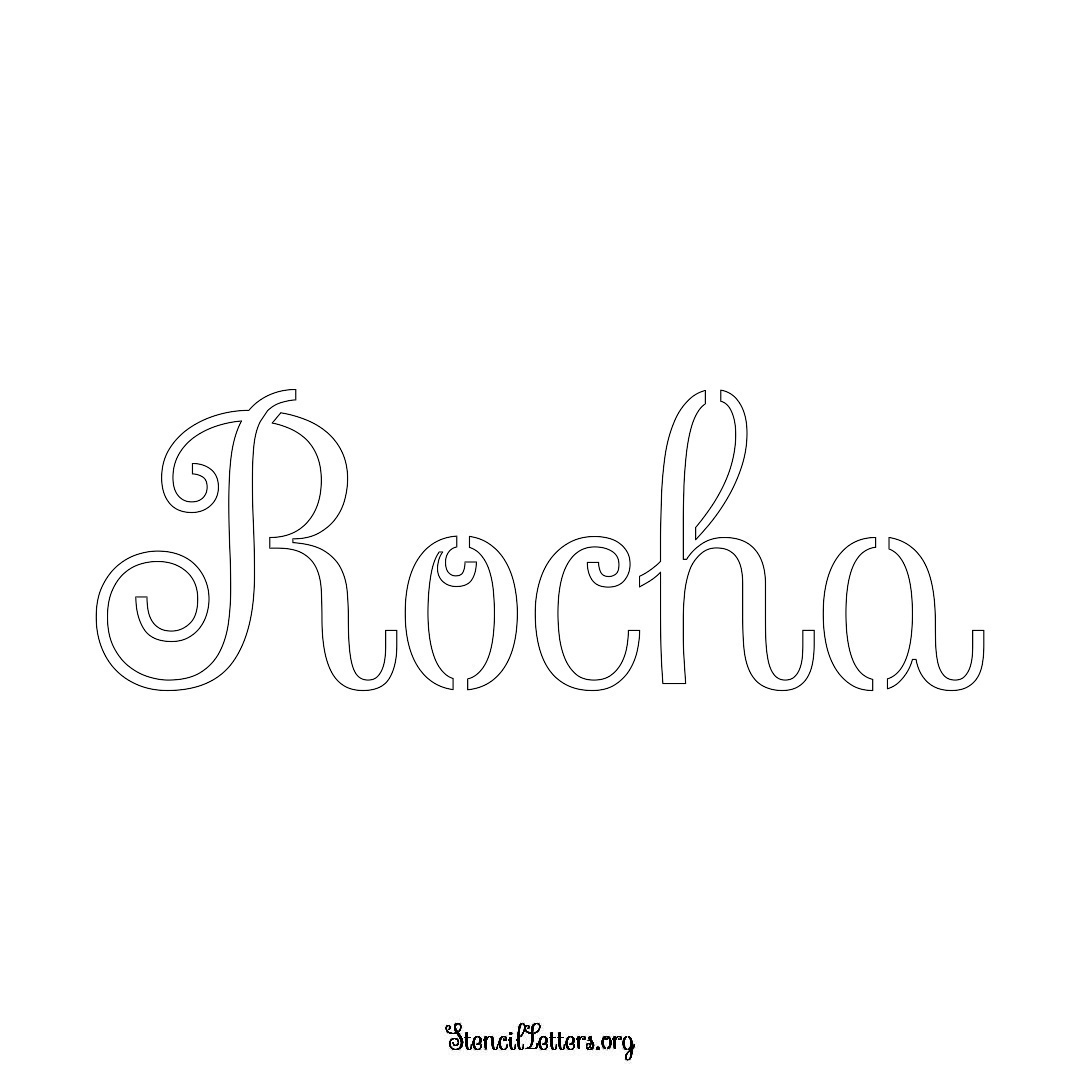 Rocha name stencil in Ornamental Cursive Lettering