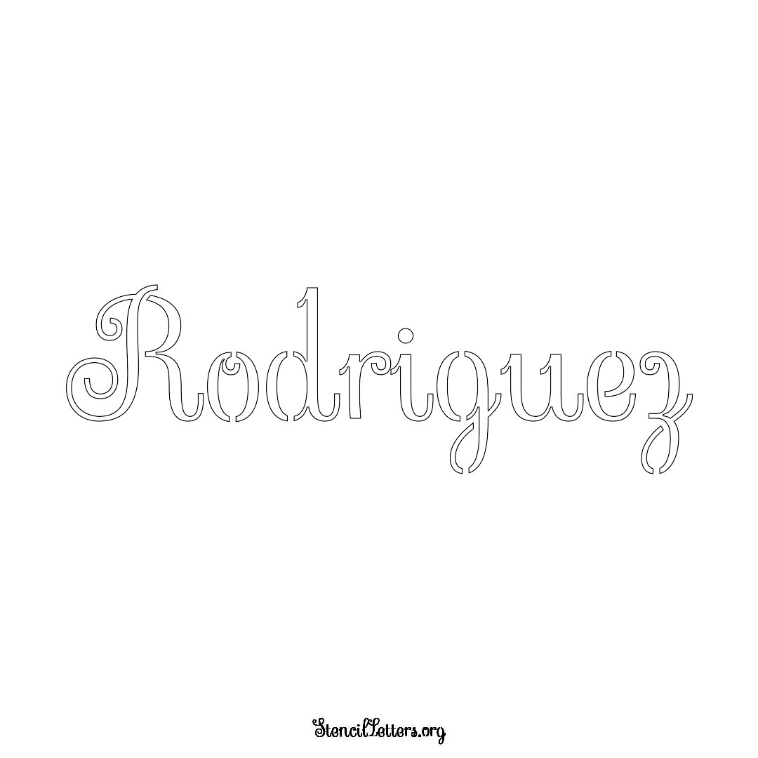 Rodriguez name stencil in Ornamental Cursive Lettering