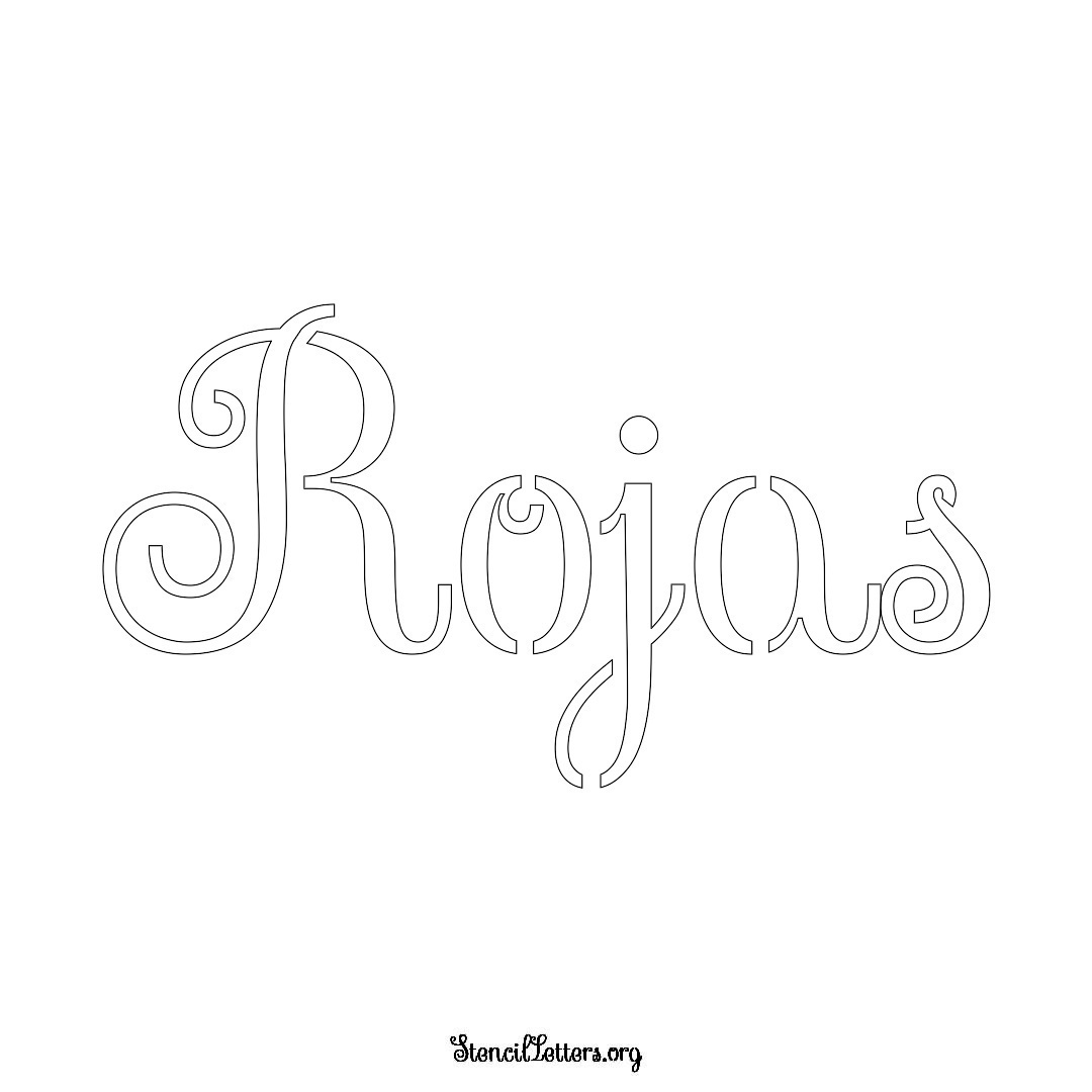 Rojas name stencil in Ornamental Cursive Lettering