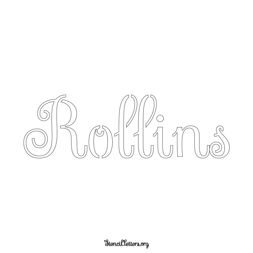 Rollins name stencil in Ornamental Cursive Lettering