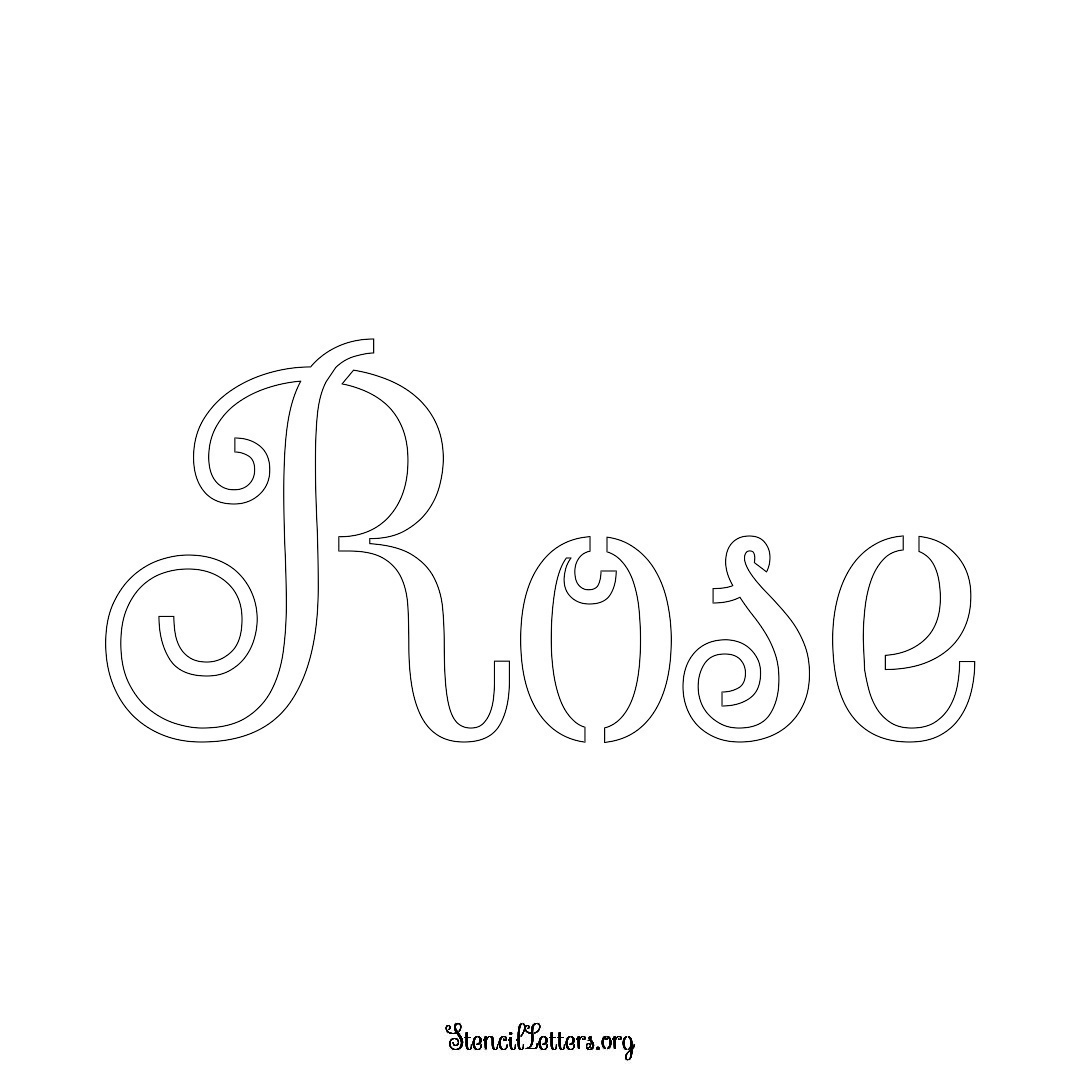 Rose name stencil in Ornamental Cursive Lettering