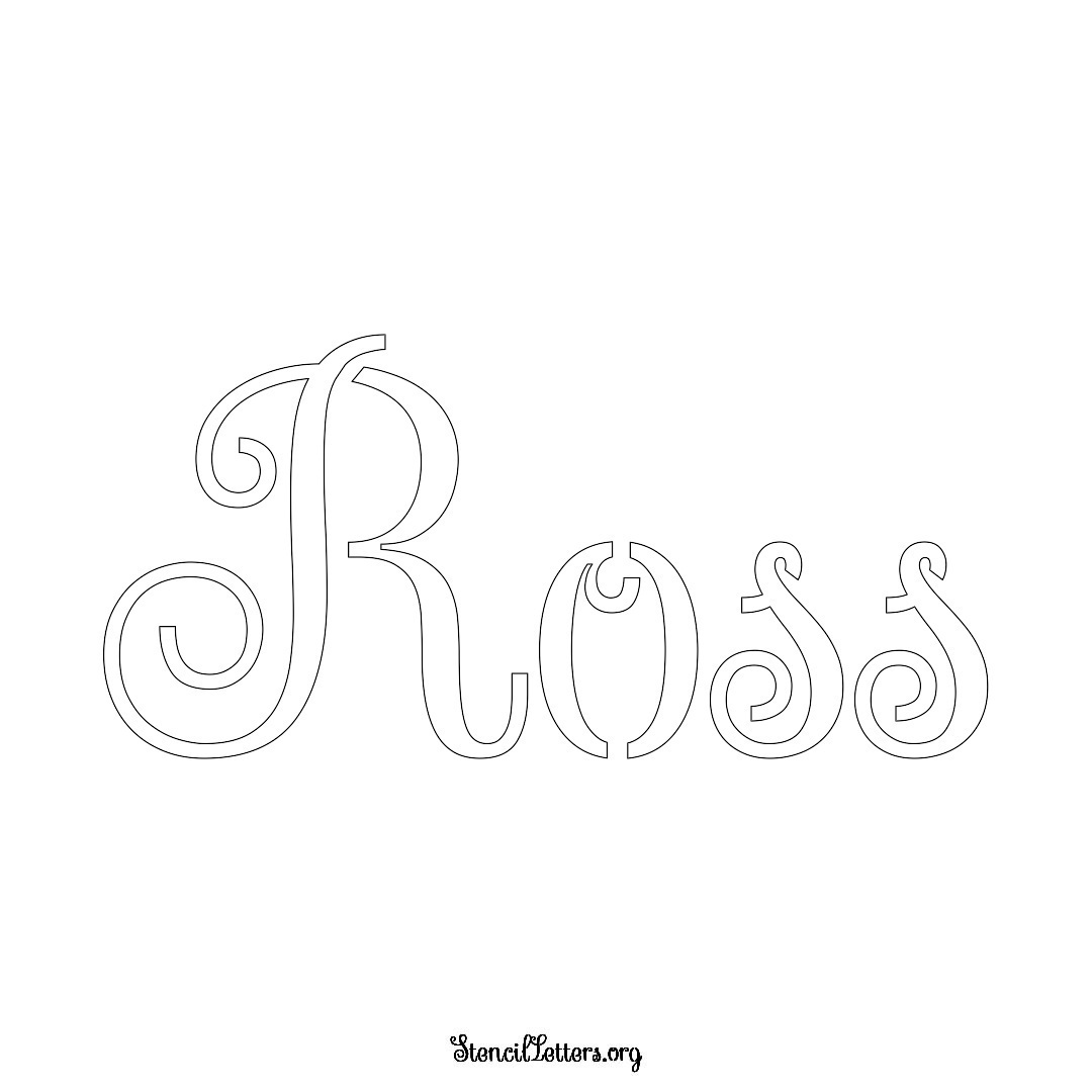 Ross name stencil in Ornamental Cursive Lettering