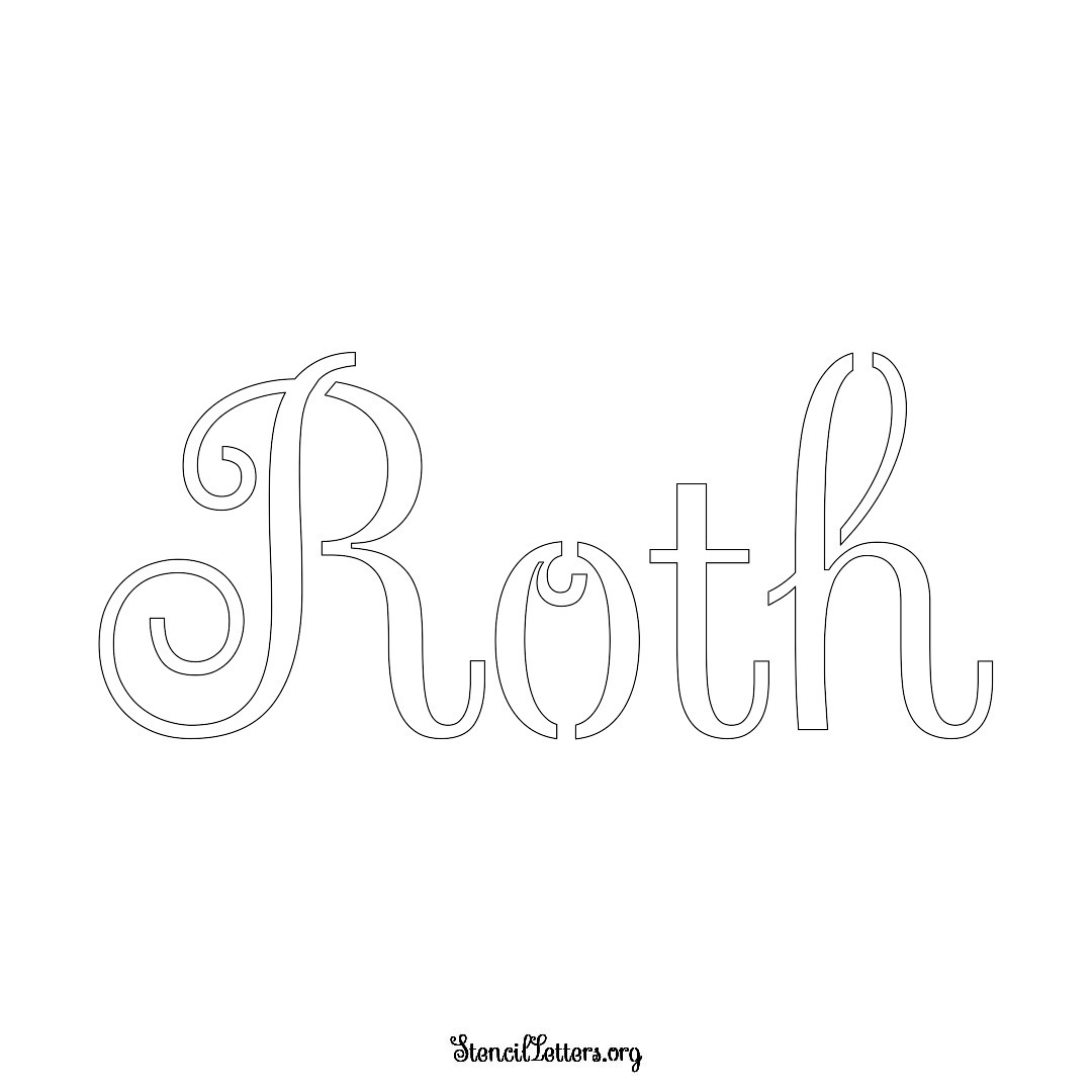 Roth name stencil in Ornamental Cursive Lettering