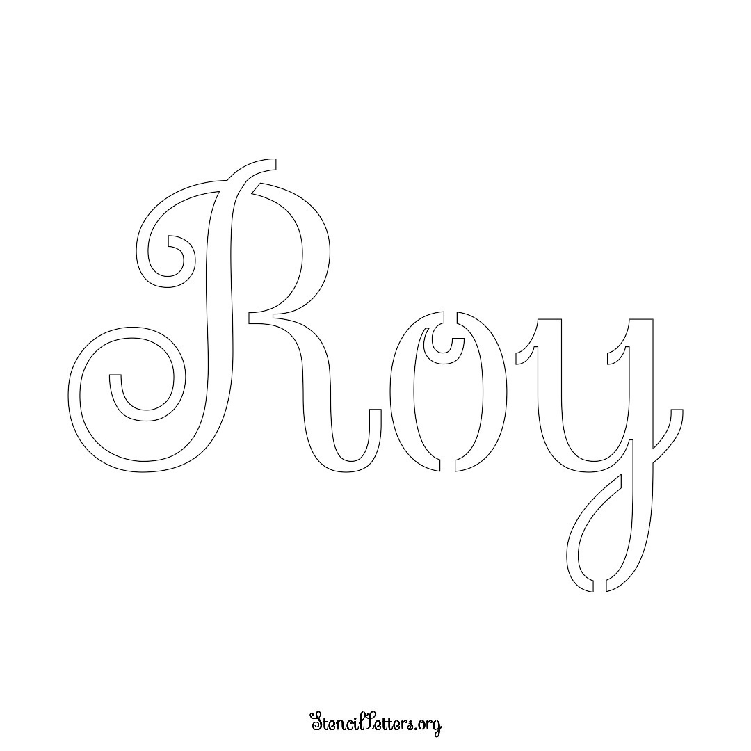 Roy name stencil in Ornamental Cursive Lettering