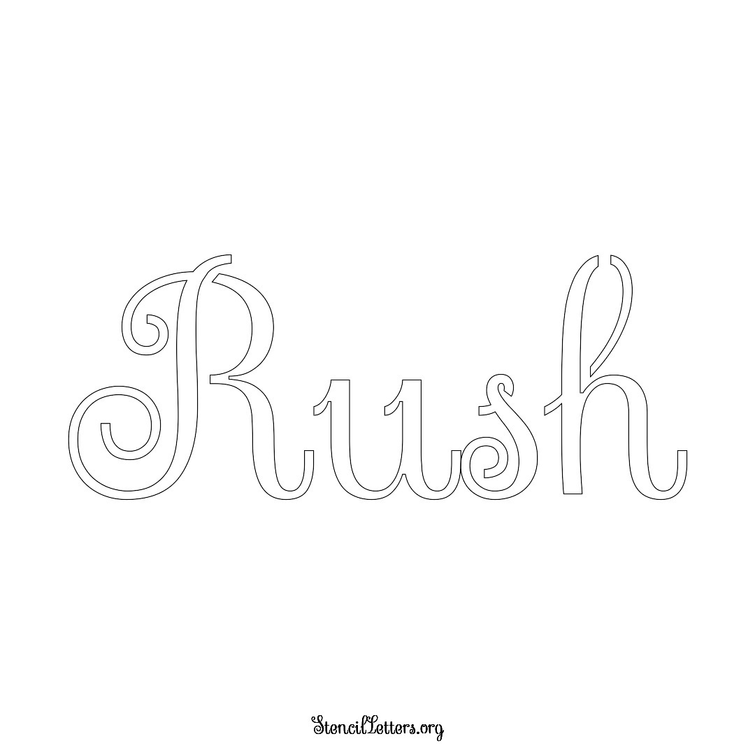 Rush name stencil in Ornamental Cursive Lettering